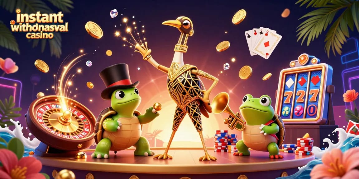 Experience the thrill of the instant withdrawal casino with vibrant characters and dynamic elements in a detailed 3D scene.